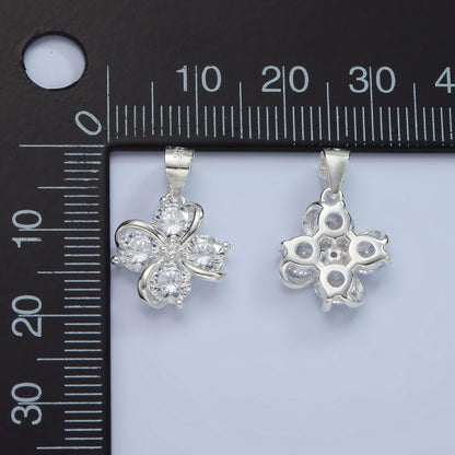 S925 Sterling Silver CZ Band Quatrefoil Clover Pendant | SL-470