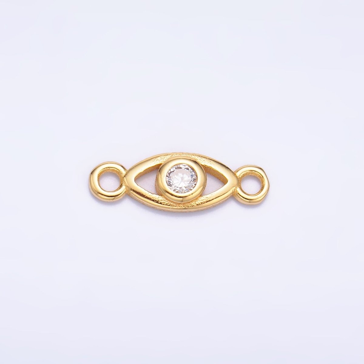 S925 Sterling Silver 4mm CZ Evil Eye Open Connector in Gold &amp; Silver | SL-610