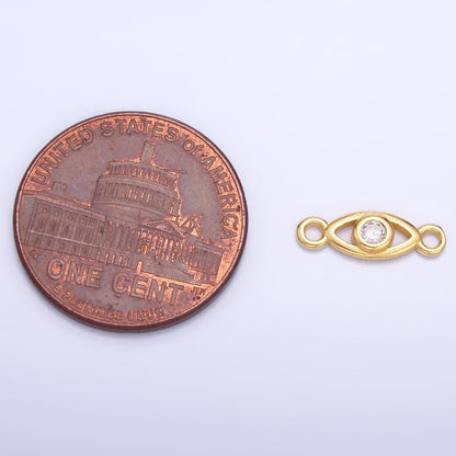 S925 Sterling Silver 4mm CZ Evil Eye Open Connector in Gold &amp; Silver | SL-610