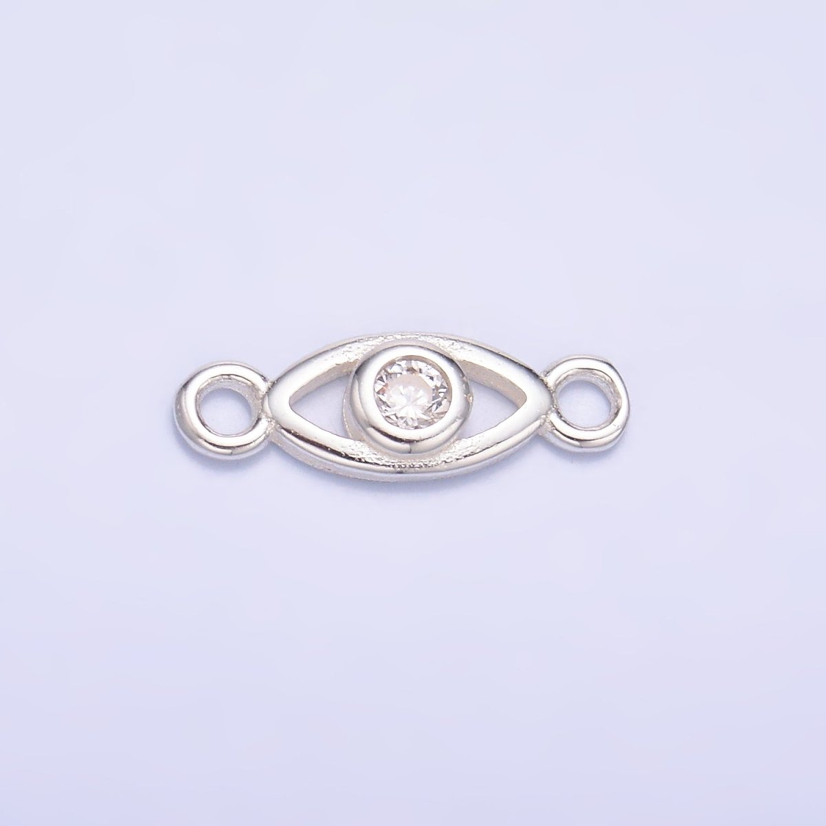 S925 Sterling Silver 4mm CZ Evil Eye Open Connector in Gold &amp; Silver | SL-610