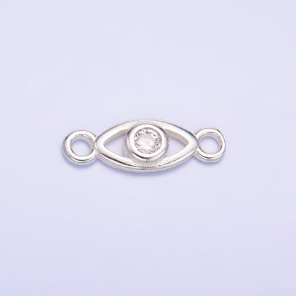 S925 Sterling Silver 4mm CZ Evil Eye Open Connector in Gold &amp; Silver | SL-610