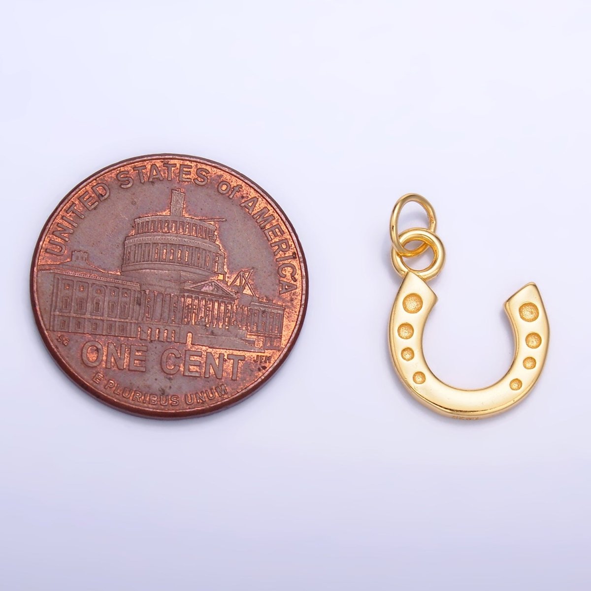 S925 Sterling Silver 11mm Dotted Horseshoe Charm in Gold &amp; Silver | SL-624