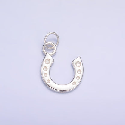S925 Sterling Silver 11mm Dotted Horseshoe Charm in Gold &amp; Silver | SL-624