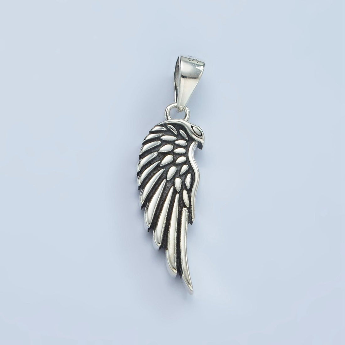S925 Sterling Silver Feather Wings Oxidized Minimalist Pendant | SL-459