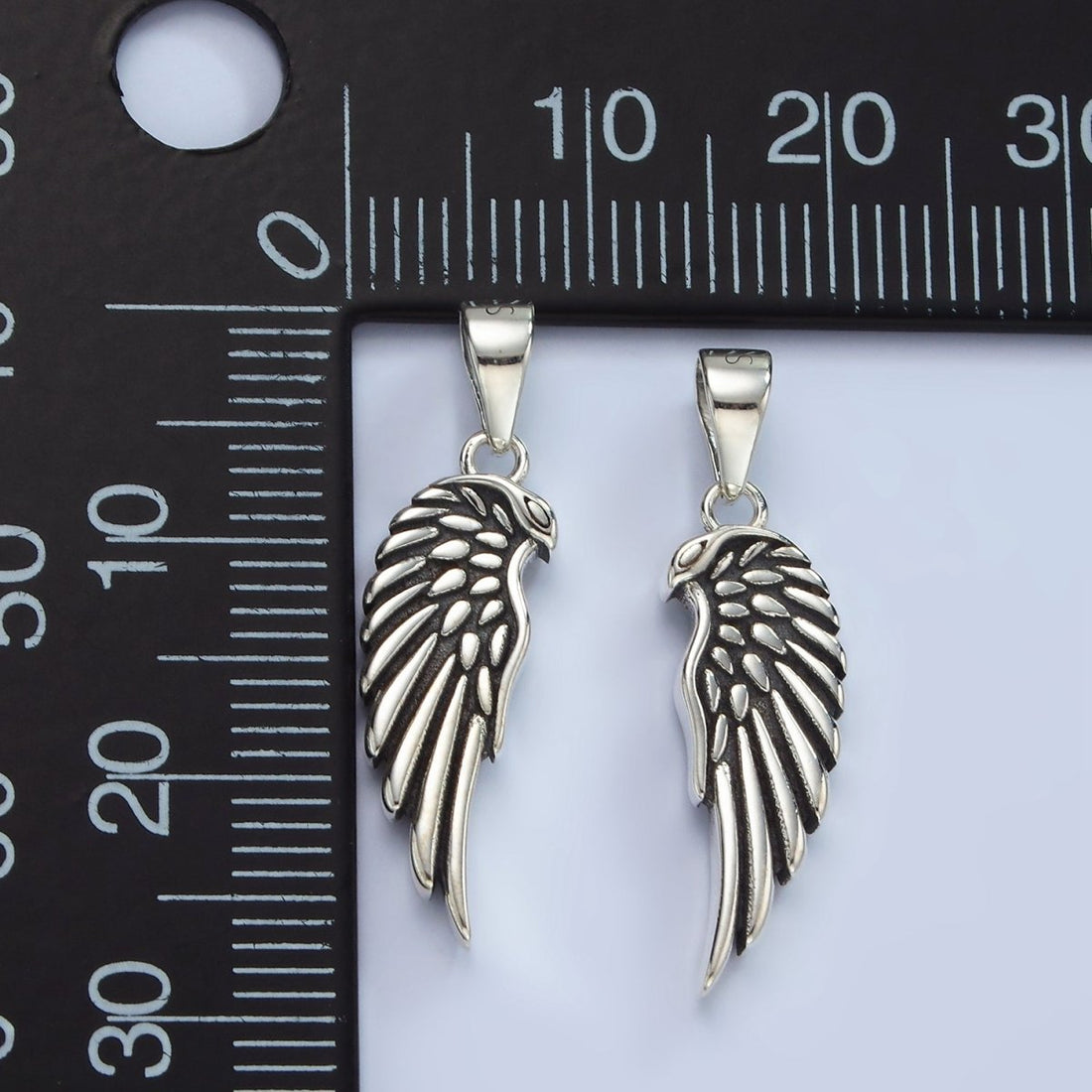 S925 Sterling Silver Feather Wings Oxidized Minimalist Pendant | SL-459