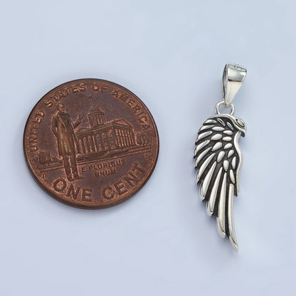 S925 Sterling Silver Feather Wings Oxidized Minimalist Pendant | SL-459