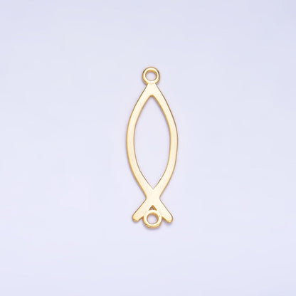 S925 Sterling Silver Fish Minimalist Connector in Gold &amp; Silver | SL-587
