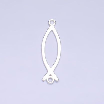 S925 Sterling Silver Fish Minimalist Connector in Gold &amp; Silver | SL-587
