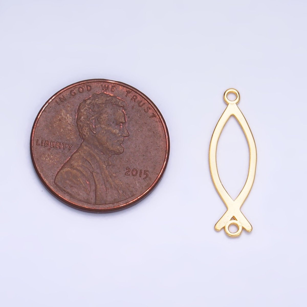 S925 Sterling Silver Fish Minimalist Connector in Gold &amp; Silver | SL-587