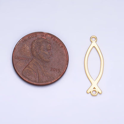 S925 Sterling Silver Fish Minimalist Connector in Gold &amp; Silver | SL-587