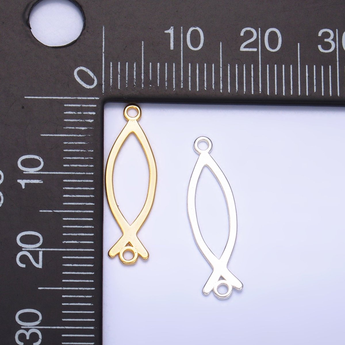 S925 Sterling Silver Fish Minimalist Connector in Gold &amp; Silver | SL-587