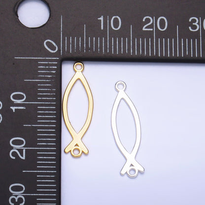 S925 Sterling Silver Fish Minimalist Connector in Gold &amp; Silver | SL-587