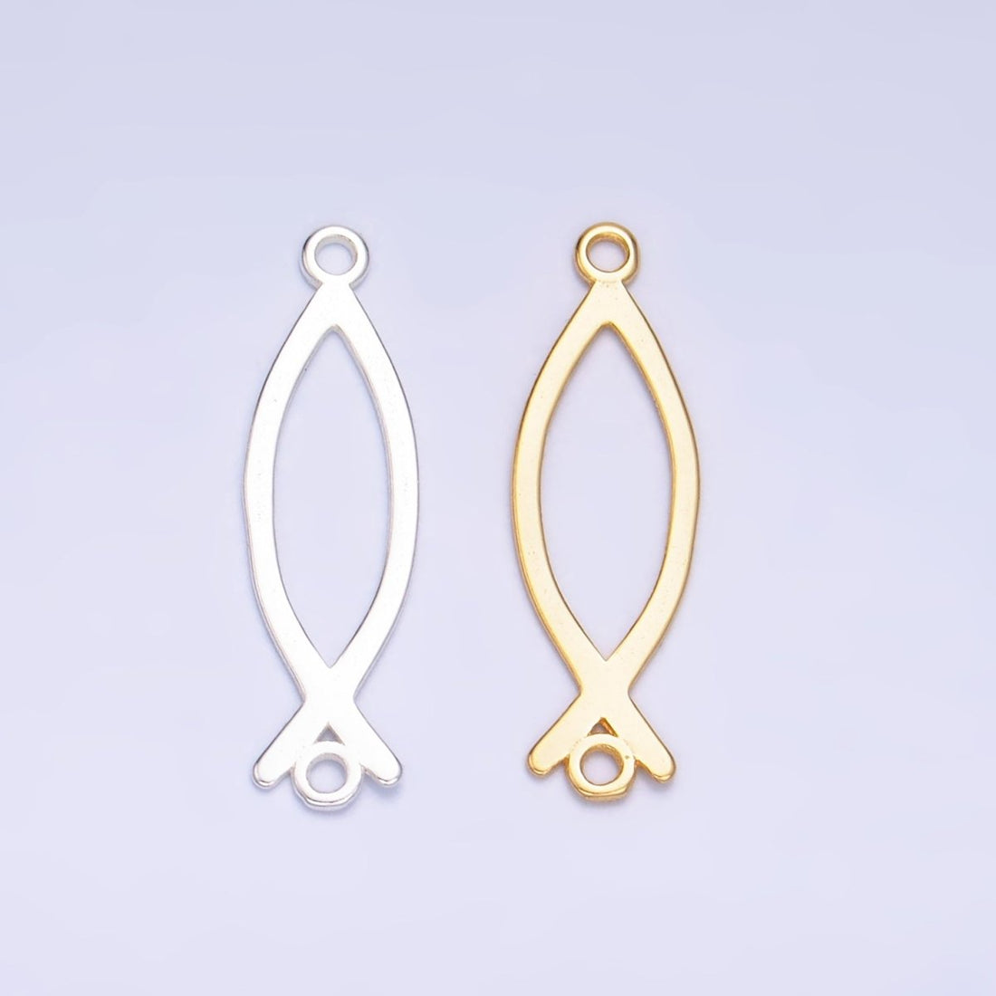 S925 Sterling Silver Fish Minimalist Connector in Gold &amp; Silver | SL-587
