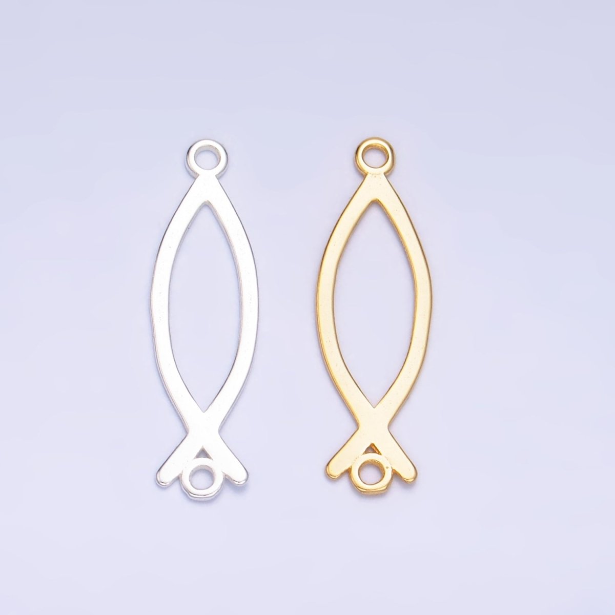 S925 Sterling Silver Fish Minimalist Connector in Gold &amp; Silver | SL-587