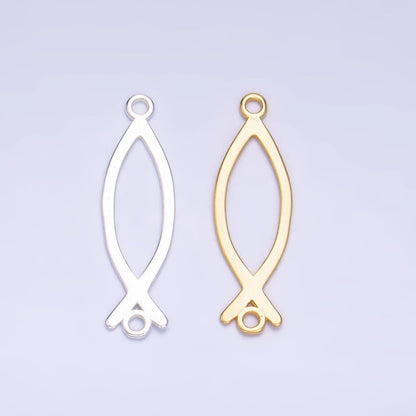 S925 Sterling Silver Fish Minimalist Connector in Gold &amp; Silver | SL-587