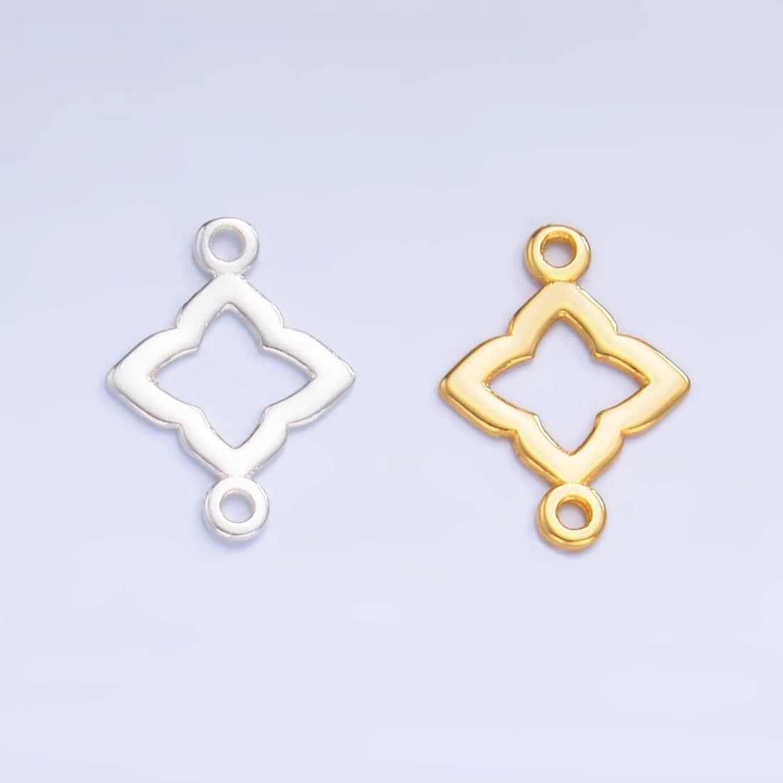 S925 Sterling Silver Floral Clover Flower Charm Connector in Gold &amp; Silver | SL-592