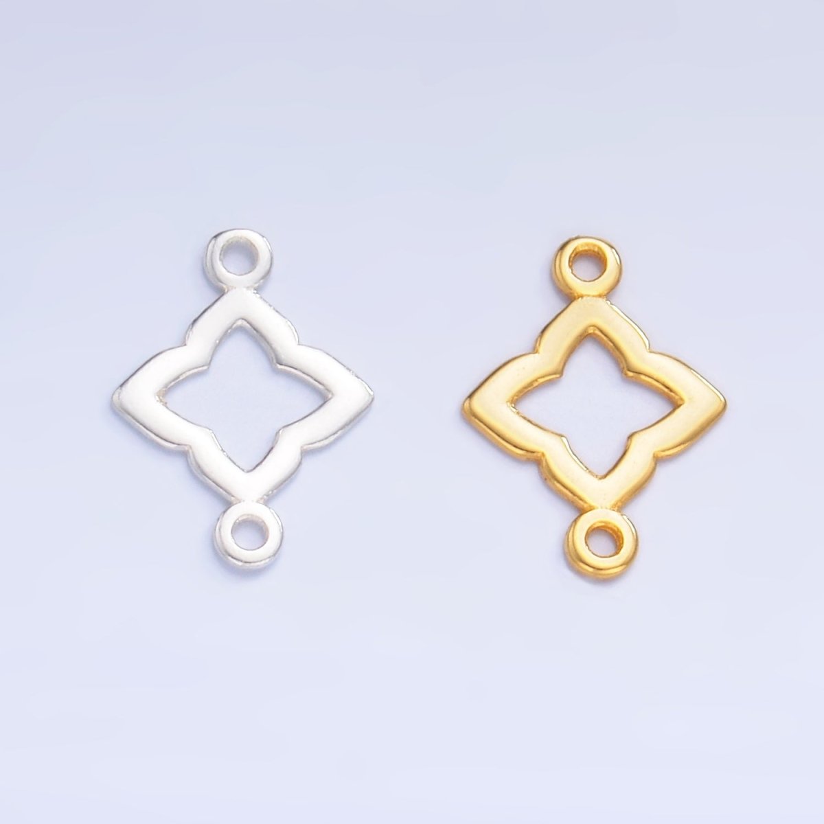 S925 Sterling Silver Floral Clover Flower Charm Connector in Gold &amp; Silver | SL-592