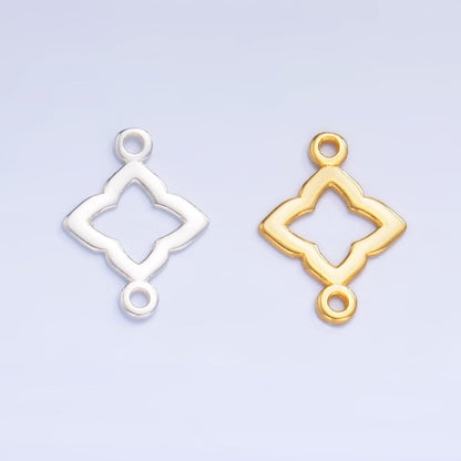 S925 Sterling Silver Floral Clover Flower Charm Connector in Gold &amp; Silver | SL-592