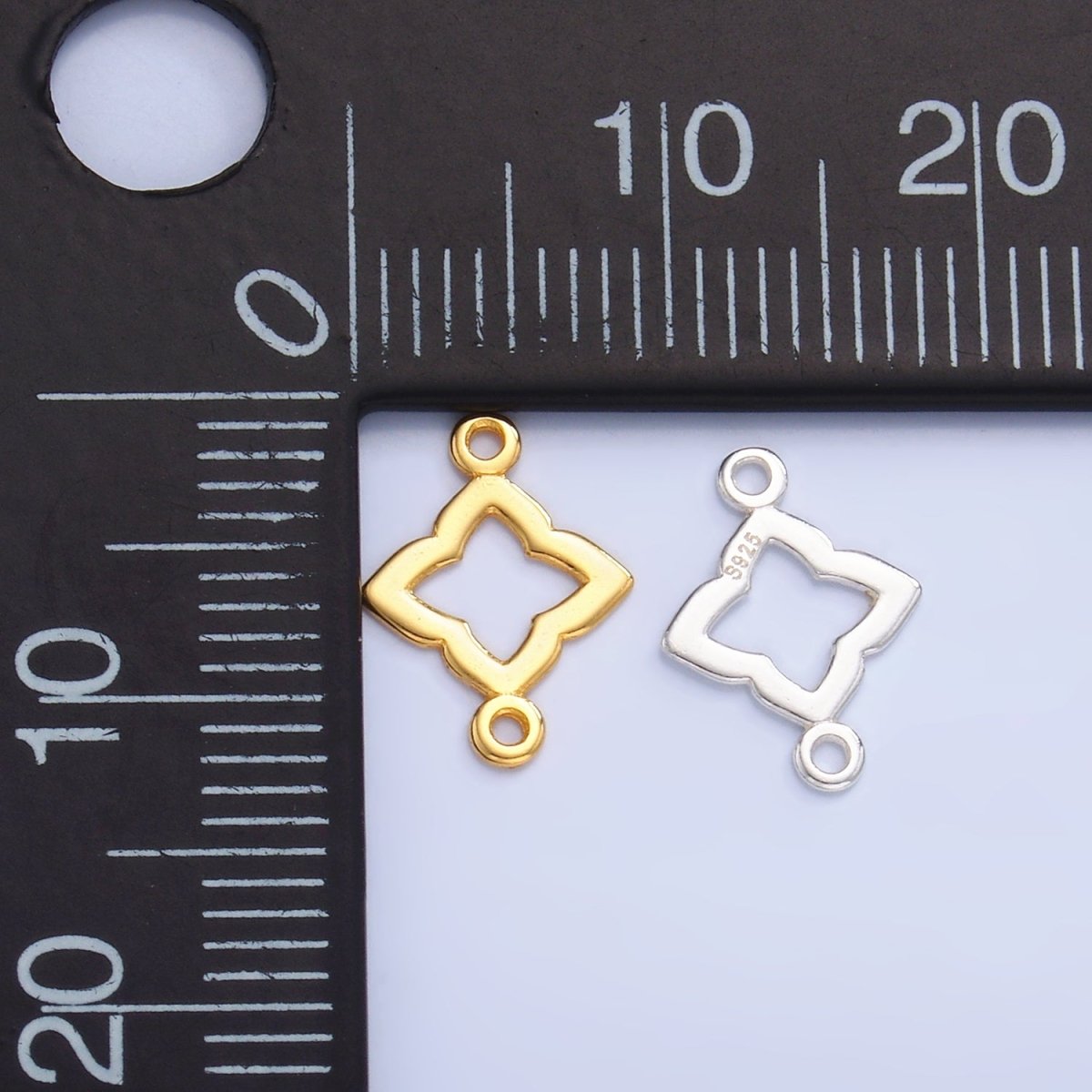 S925 Sterling Silver Floral Clover Flower Charm Connector in Gold &amp; Silver | SL-592