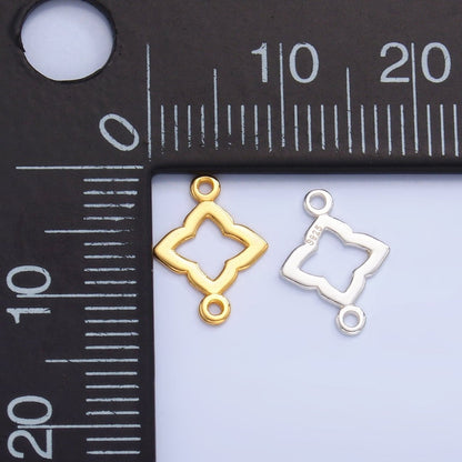 S925 Sterling Silver Floral Clover Flower Charm Connector in Gold &amp; Silver | SL-592