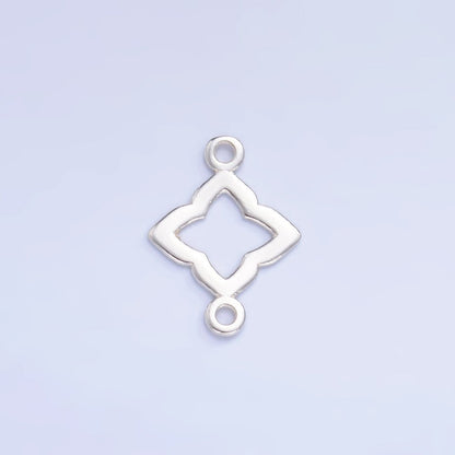 S925 Sterling Silver Floral Clover Flower Charm Connector in Gold &amp; Silver | SL-592