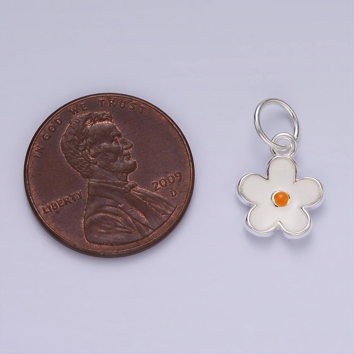 S925 Sterling Silver Flower Daisy Enamel Charm | SL-426