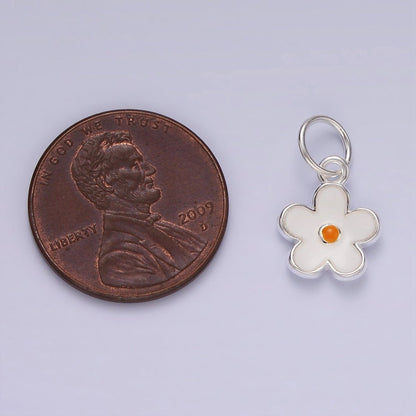 S925 Sterling Silver Flower Daisy Enamel Charm | SL-426