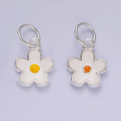 S925 Sterling Silver Flower Daisy Enamel Charm | SL-426