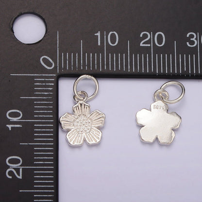 S925 Sterling Silver Flower Lined Petal Nature Add-On Charm | SL-415
