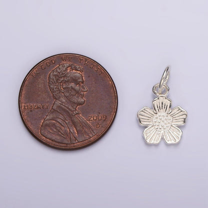 S925 Sterling Silver Flower Lined Petal Nature Add-On Charm | SL-415