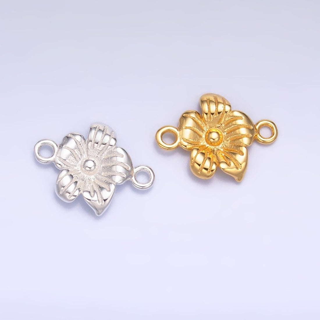 S925 Sterling Silver 10mm Flower Nature Connector in Gold &amp; Silver | SL-611