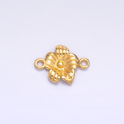 S925 Sterling Silver 10mm Flower Nature Connector in Gold &amp; Silver | SL-611