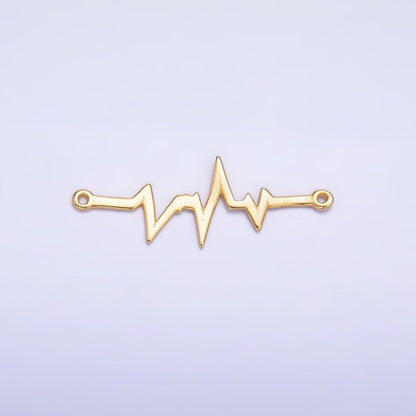 S925 Sterling Silver 21mm x 7.5mm Heart Beat Minimalist Connector in Gold &amp; Silver | SL-615