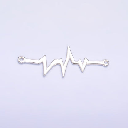 S925 Sterling Silver 21mm x 7.5mm Heart Beat Minimalist Connector in Gold &amp; Silver | SL-615
