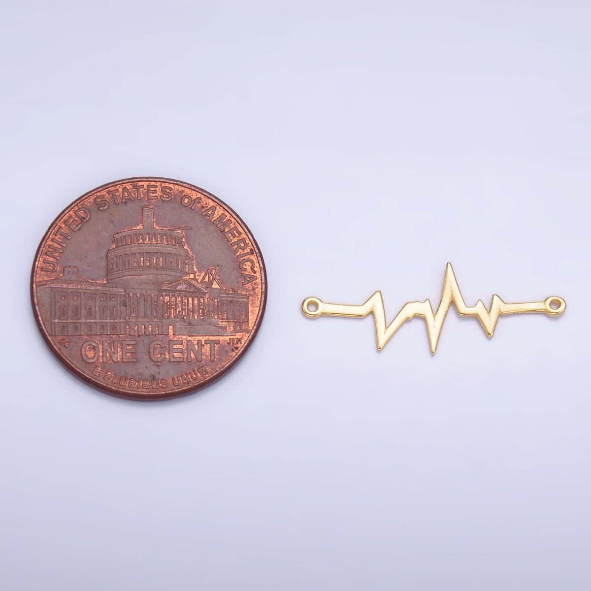 S925 Sterling Silver 21mm x 7.5mm Heart Beat Minimalist Connector in Gold &amp; Silver | SL-615