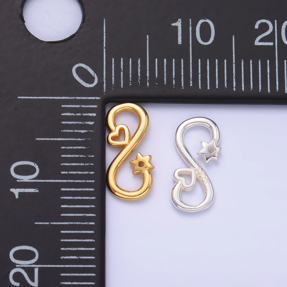 S925 Sterling Silver Heart Celestial Star Infinity Link Charm Connector in Gold &amp; Silver | SL-631