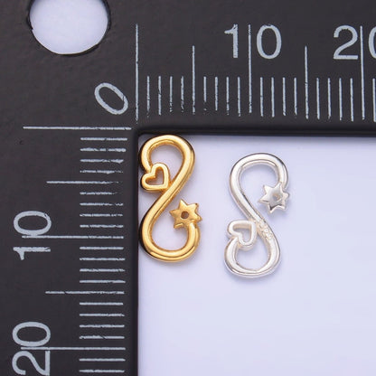 S925 Sterling Silver Heart Celestial Star Infinity Link Charm Connector in Gold &amp; Silver | SL-631