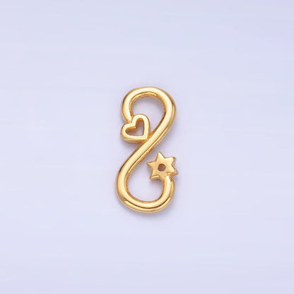 S925 Sterling Silver Heart Celestial Star Infinity Link Charm Connector in Gold &amp; Silver | SL-631