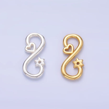 S925 Sterling Silver Heart Celestial Star Infinity Link Charm Connector in Gold &amp; Silver | SL-631