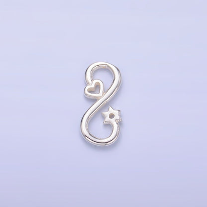 S925 Sterling Silver Heart Celestial Star Infinity Link Charm Connector in Gold &amp; Silver | SL-631
