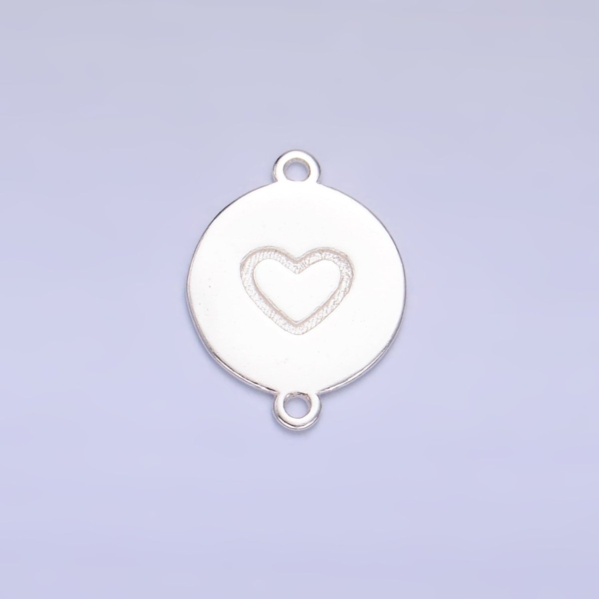 S925 Sterling Silver 10mm Heart Engraved Round Connector in Gold &amp; Silver | SL-586