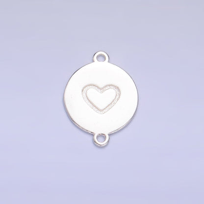 S925 Sterling Silver 10mm Heart Engraved Round Connector in Gold &amp; Silver | SL-586