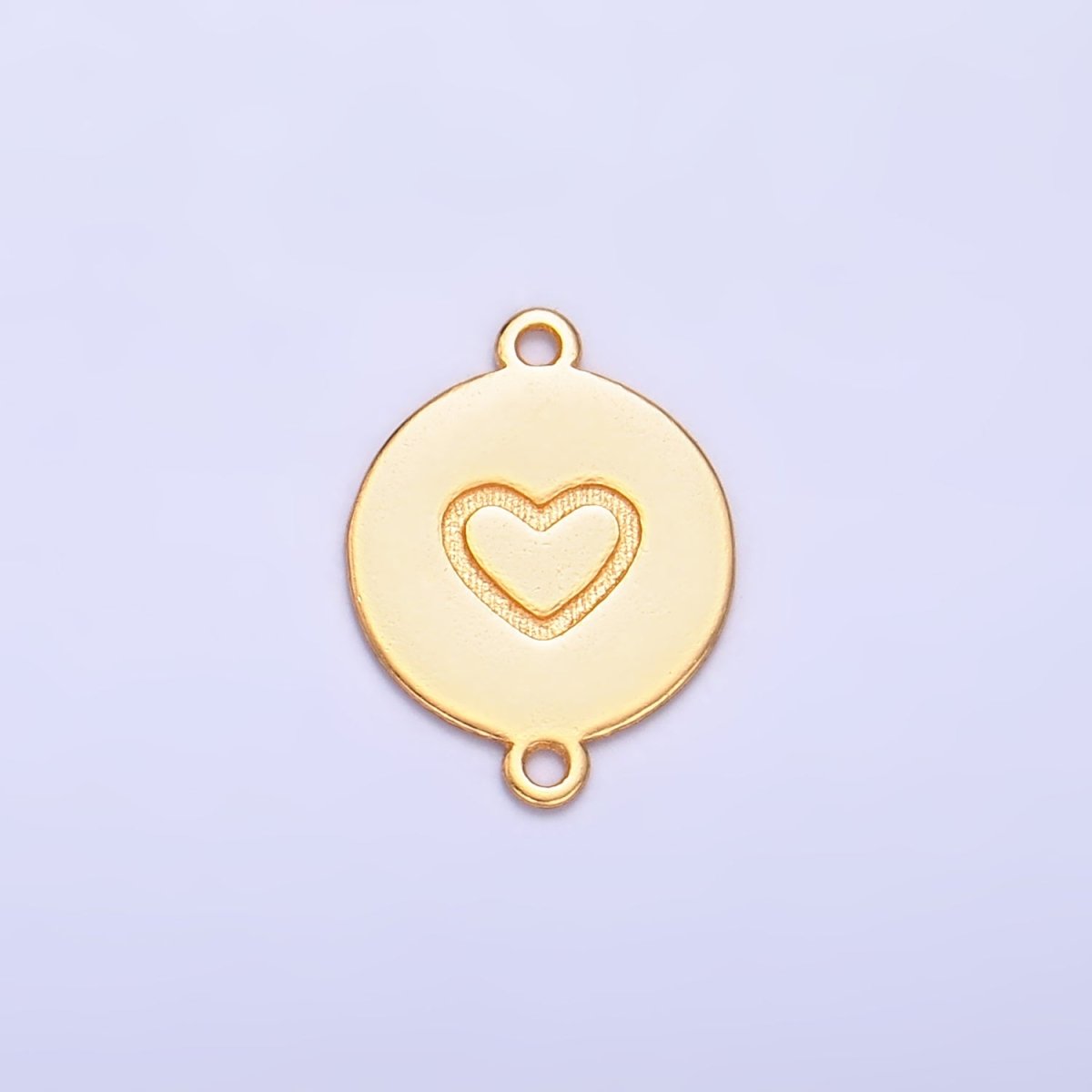S925 Sterling Silver 10mm Heart Engraved Round Connector in Gold &amp; Silver | SL-586