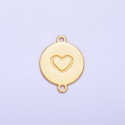 S925 Sterling Silver 10mm Heart Engraved Round Connector in Gold &amp; Silver | SL-586