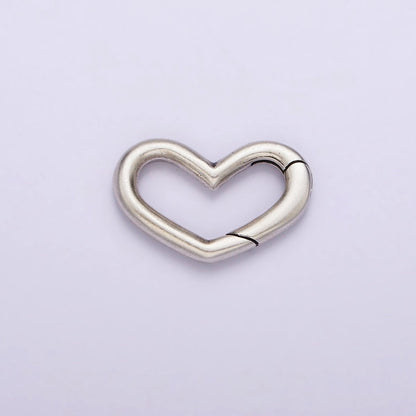 S925 Sterling Silver Hinged Heart Push Gate Ring Clasp Charm Pendants Interchangeable Connectors SL-307
