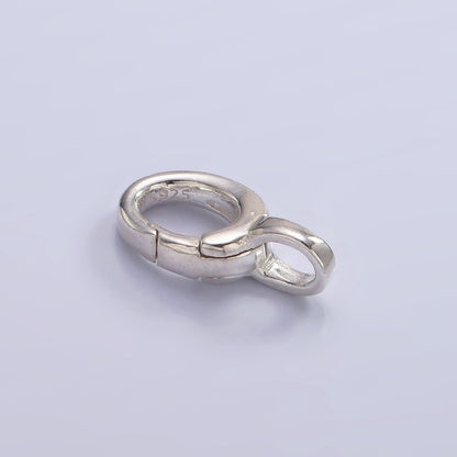 S925 Sterling Silver Hinged Oval Push Clasp Charm Pendant Holder Bail SL-486