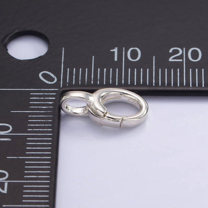 S925 Sterling Silver Hinged Oval Push Clasp Charm Pendant Holder Bail SL-486