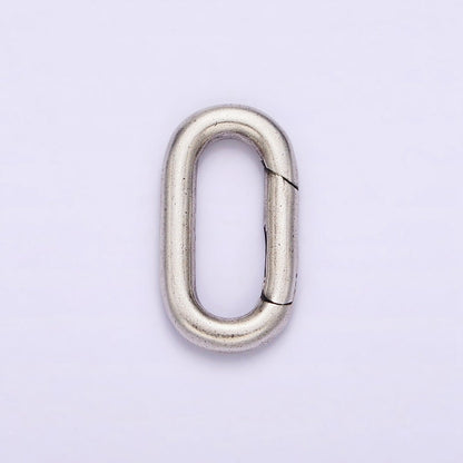 S925 Sterling Silver Hinged Oval Push Gate Ring Clasp Charm Pendants Interchangeable Connectors SL-306