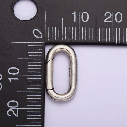 S925 Sterling Silver Hinged Oval Push Gate Ring Clasp Charm Pendants Interchangeable Connectors SL-306