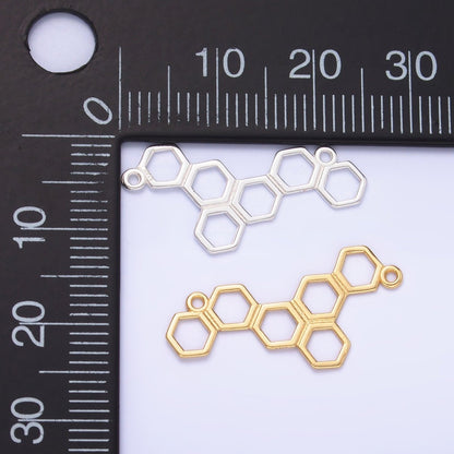 S925 Sterling Silver Honey Comb Charm Connector in Gold &amp; Silver | SL-634